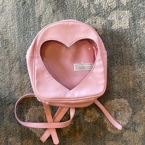 Forever 21 Pink and Clear Heart Mini Backpack